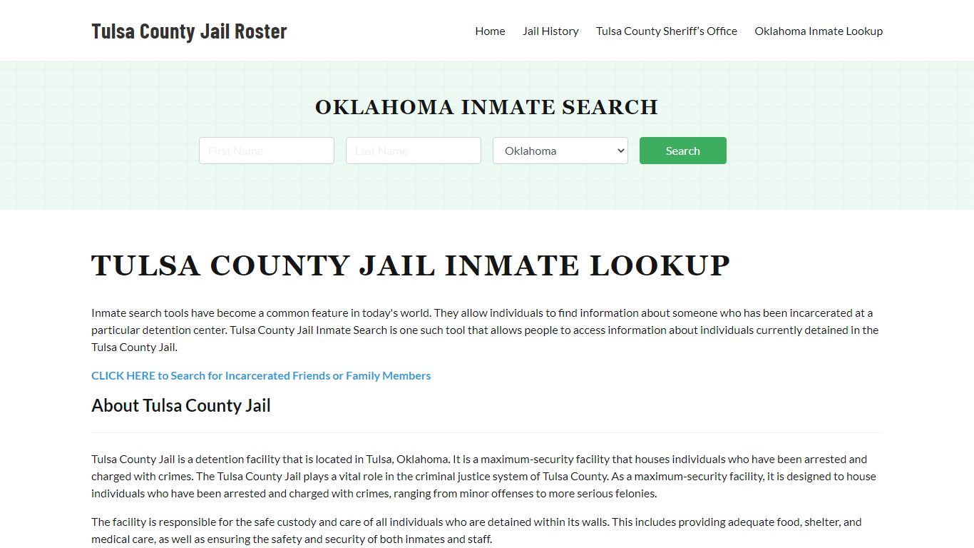 Tulsa County Jail Roster Lookup, OK, Inmate Search